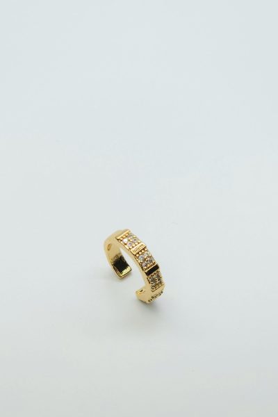 Zirkon Taşlı Gold Ear Cuff ( Kıkırdak Küpe )