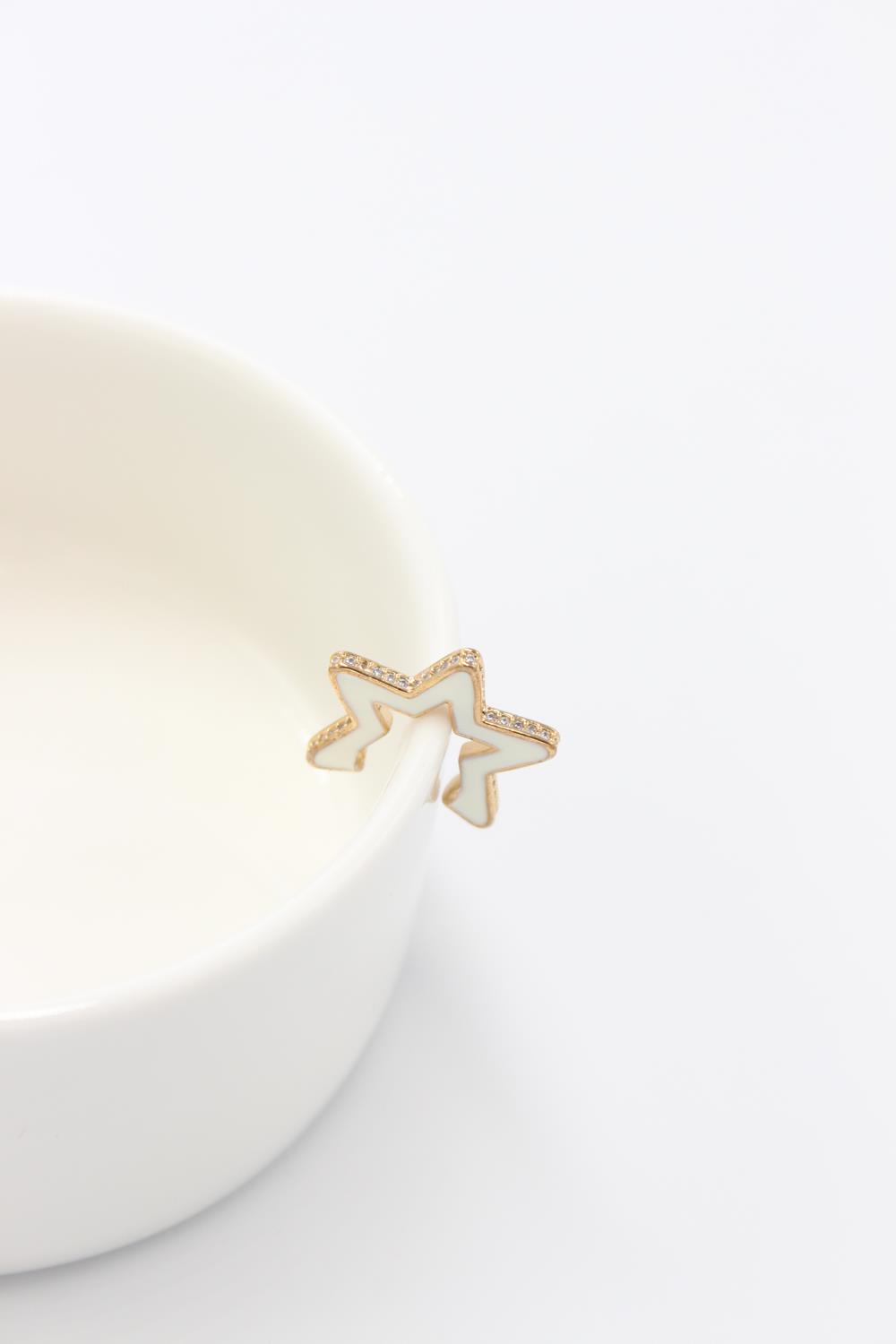 Çelik Beyaz Yıldız Earcuff