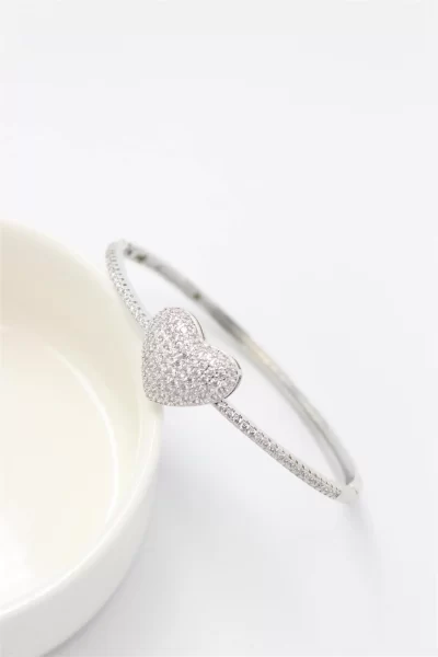 Kalpli Silver Taşlı Kelepçe