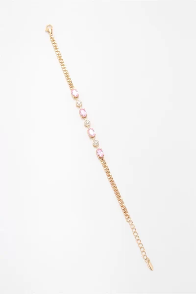 Pembe Oval Taşlı Bileklik