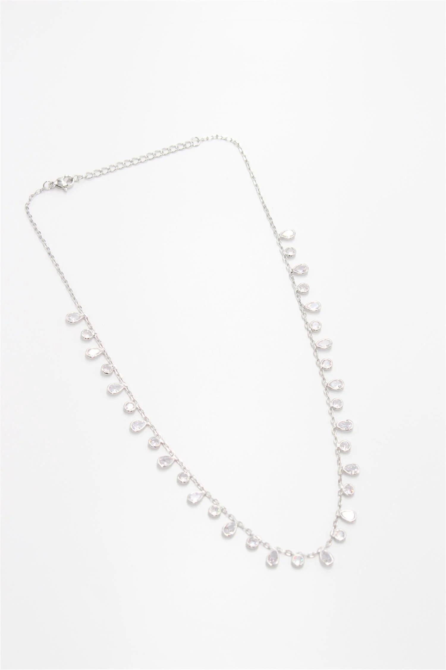 Sıralı Taşlı Silver Kolye